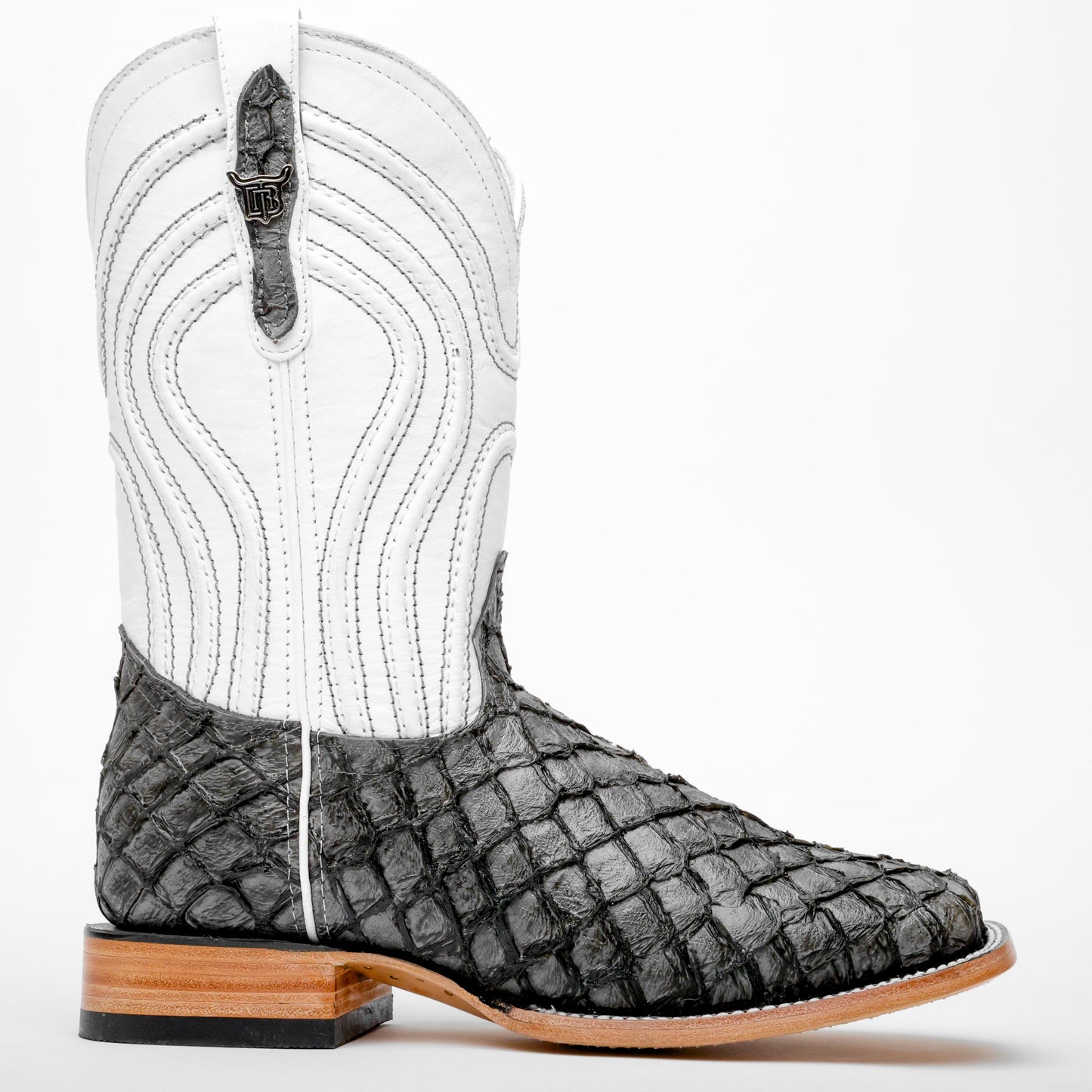 Mini Pirarucu Leather Boots In Grey – Square Toe Style