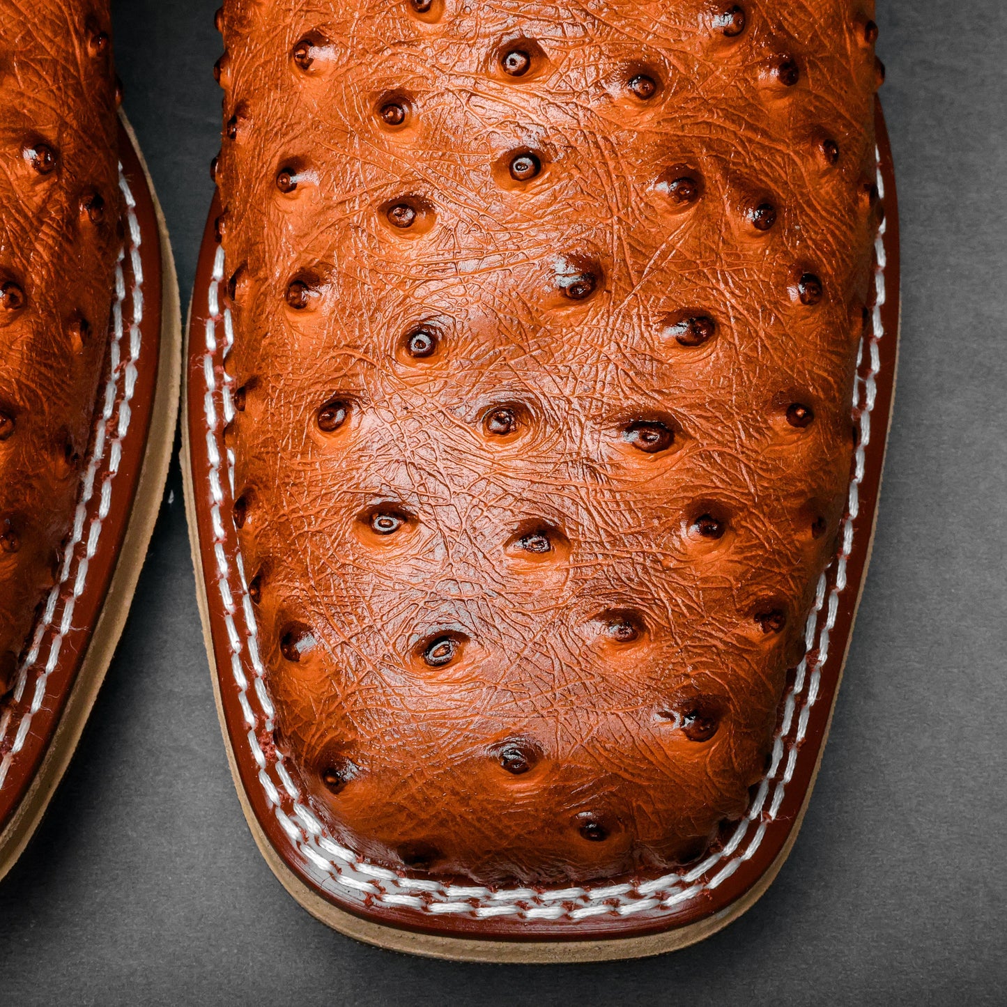 Cognac Ostrich Leather Boots - Composite Toe