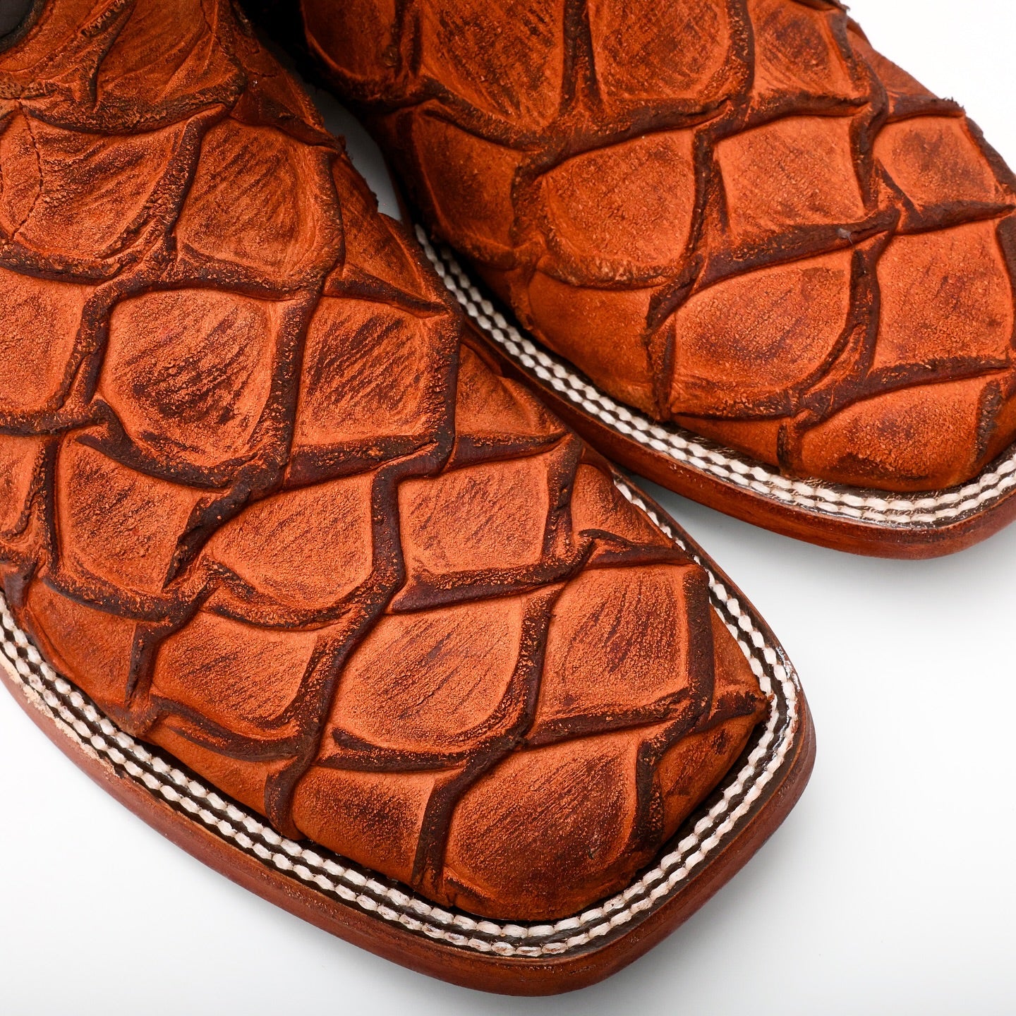 Authentic Brown PirarucuBoots -Square Toe