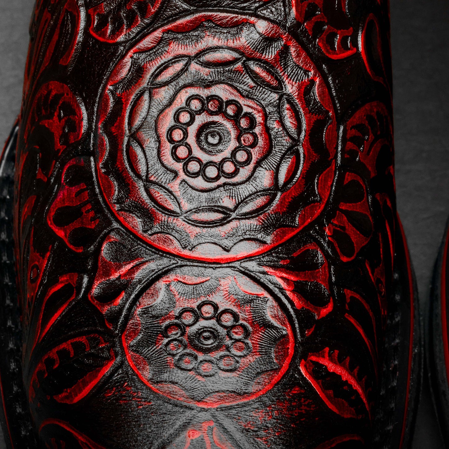 Black Cherry Hand-Tooled Leather Boots With 3D Lightweight Sole - Composite Toe