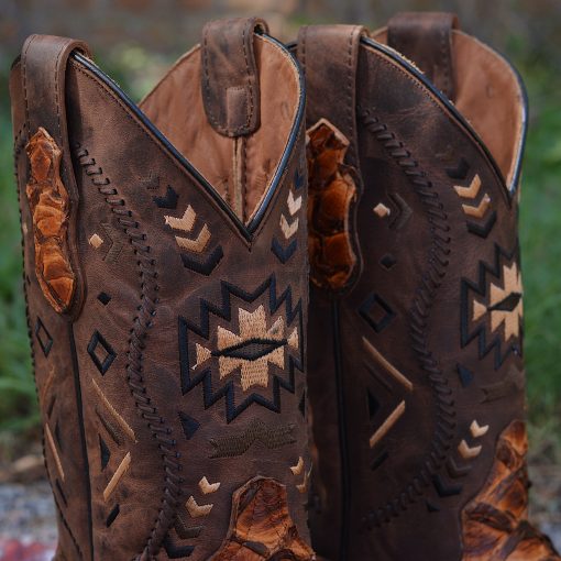 Exotic Piraroucu Matte Ginger Square Toe Boots