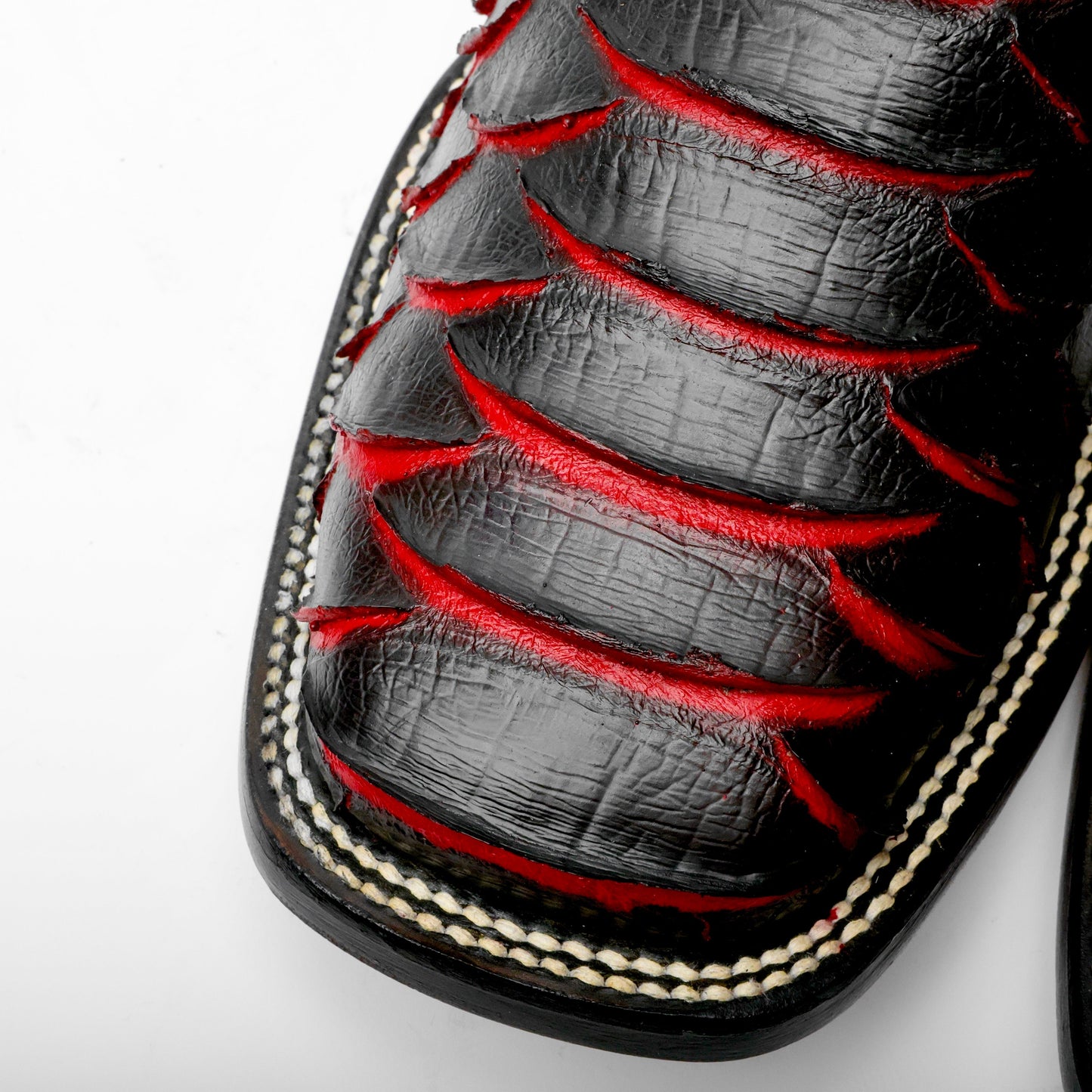 BlackRed Jumbo Python Leather Boots - Square Toe