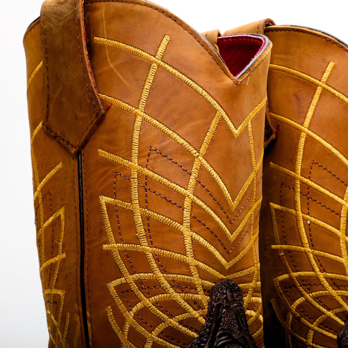 Brown Hand-Tooled Leather Boots – Lightweight 3D Sole