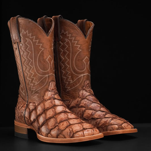 100% AUTHENTIC Brown Pirarucu Skin Boots