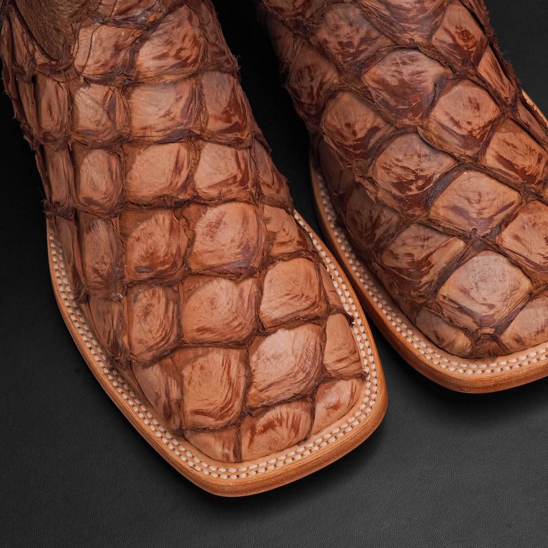 100% AUTHENTIC Brown Pirarucu Skin Boots