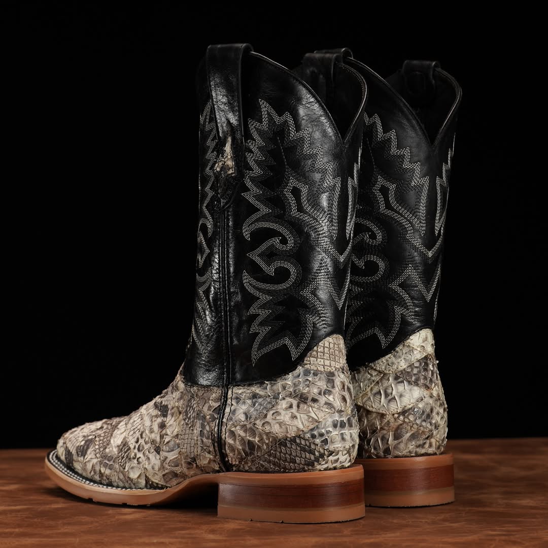 100% AUTHENTIC Python Skin Patchwork Boots