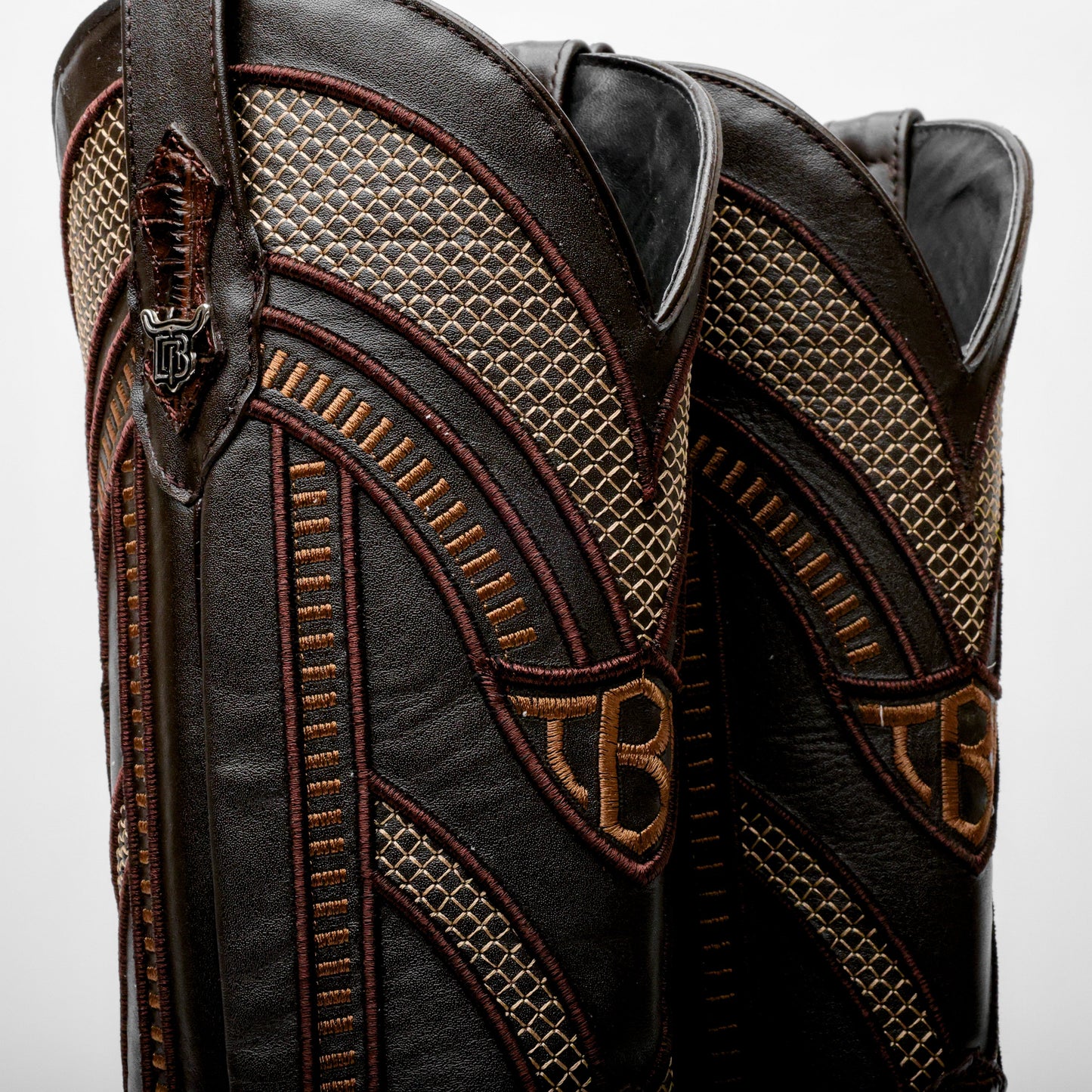 Brown Caiman Belly Leather Boots - Square Toe