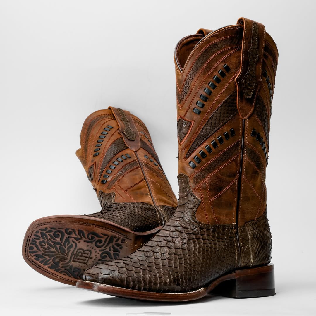 NEW GENUINE Matte Brown Python Boots