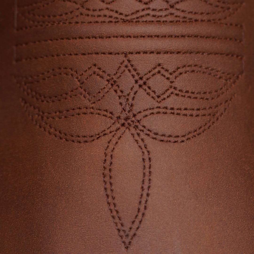Hand-Tooled Poker Design Cowboy Boots – Rustic Brown Leather