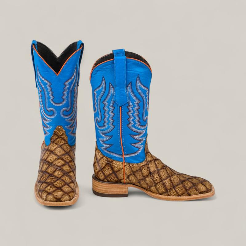 Square Toe Mens Boots-Blue