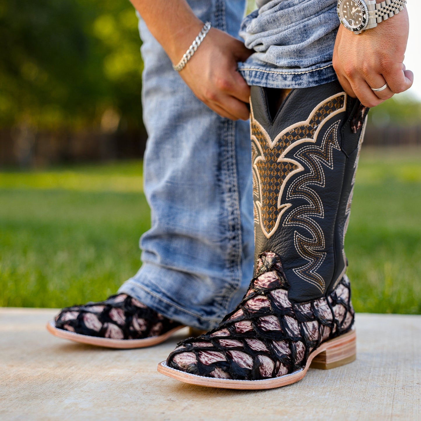 Orix Jumbo Pirarusu Leather Boots - Square Toe