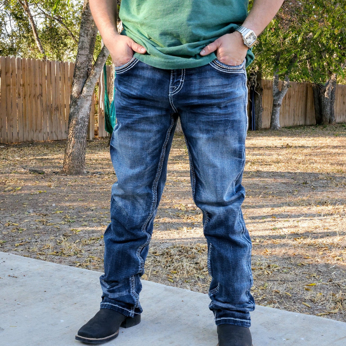 SA-044B Men's Straight Fit Denim Jeans - Classic Blues