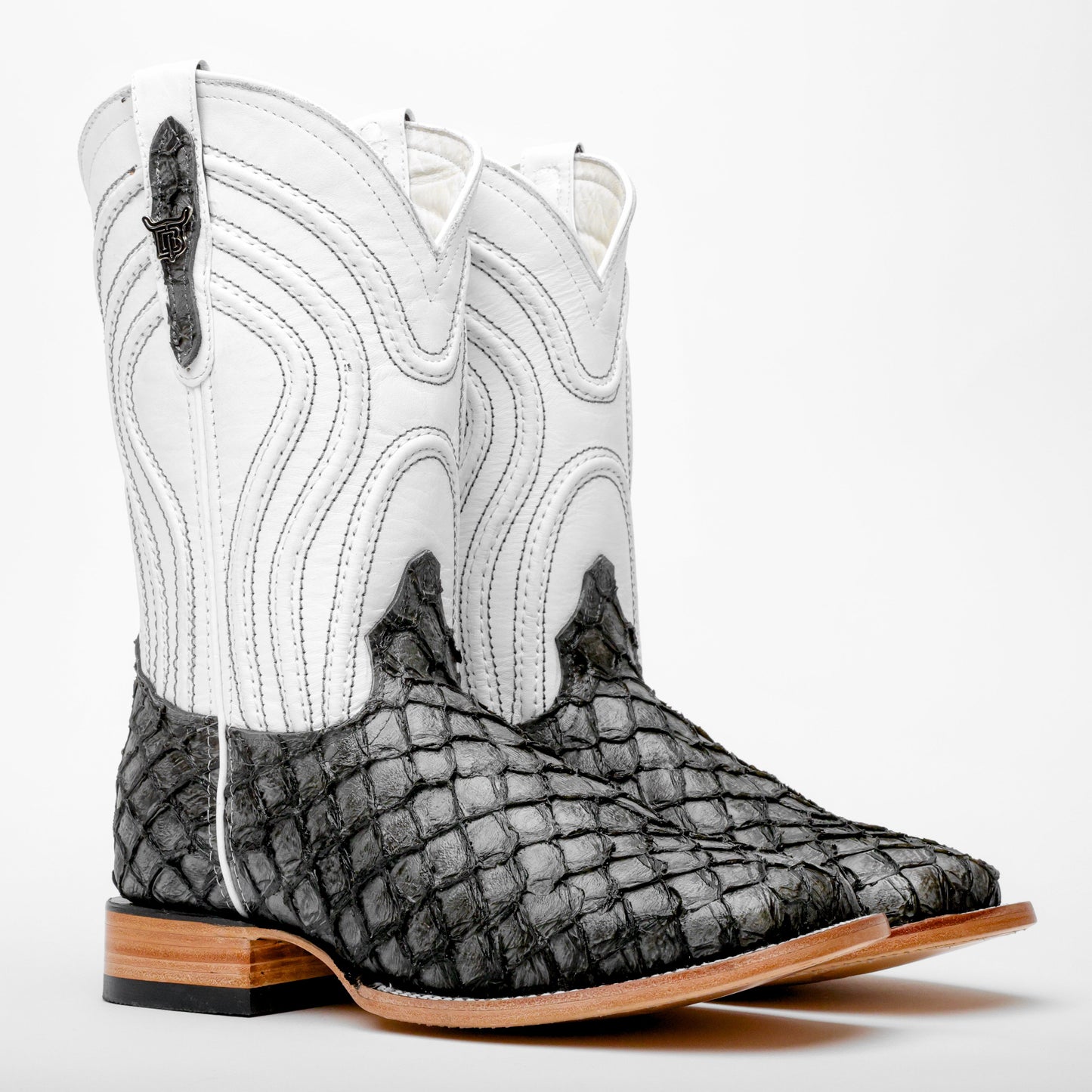 Mini Pirarucu Leather Boots In Grey – Square Toe Style