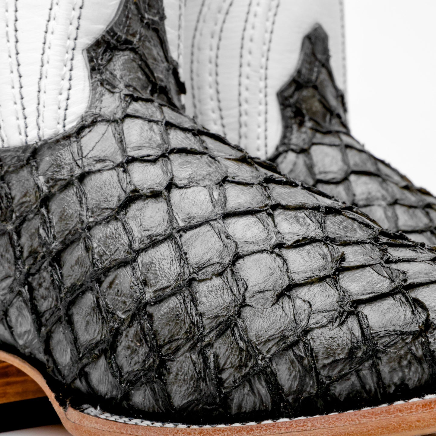 Mini Pirarucu Leather Boots In Grey – Square Toe Style