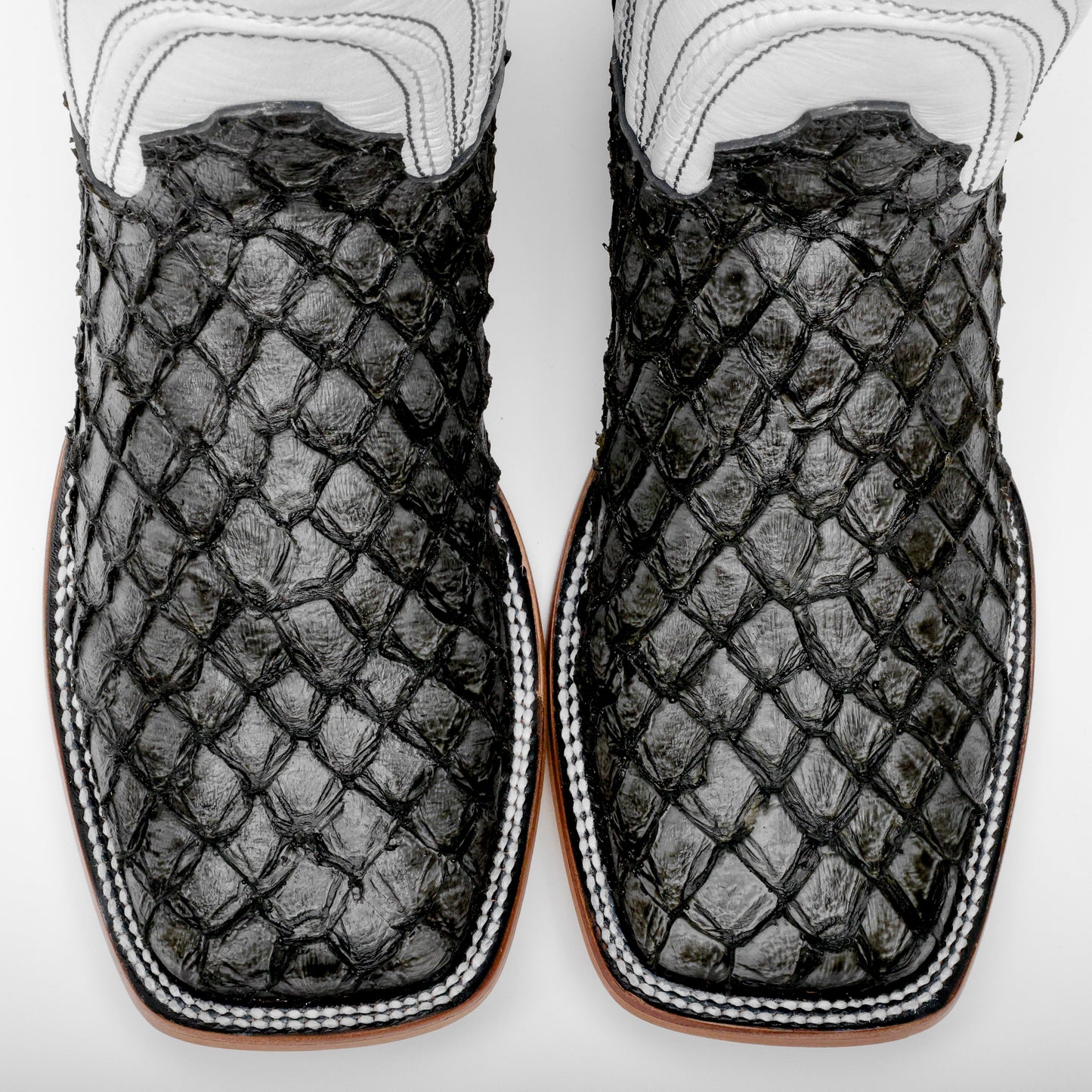 Mini Pirarucu Leather Boots In Grey – Square Toe Style