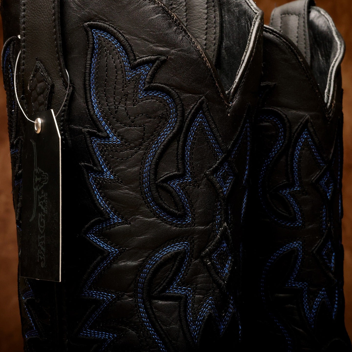 Black Python Leather Boots - Square Toe