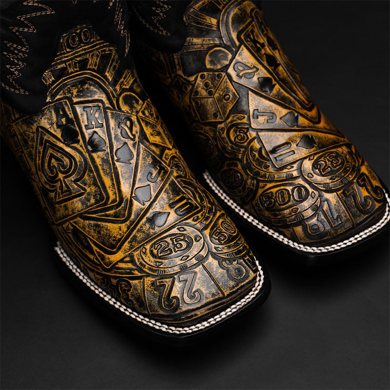 The Gambler Classic Cowboy Boots - Tan Safari Edition