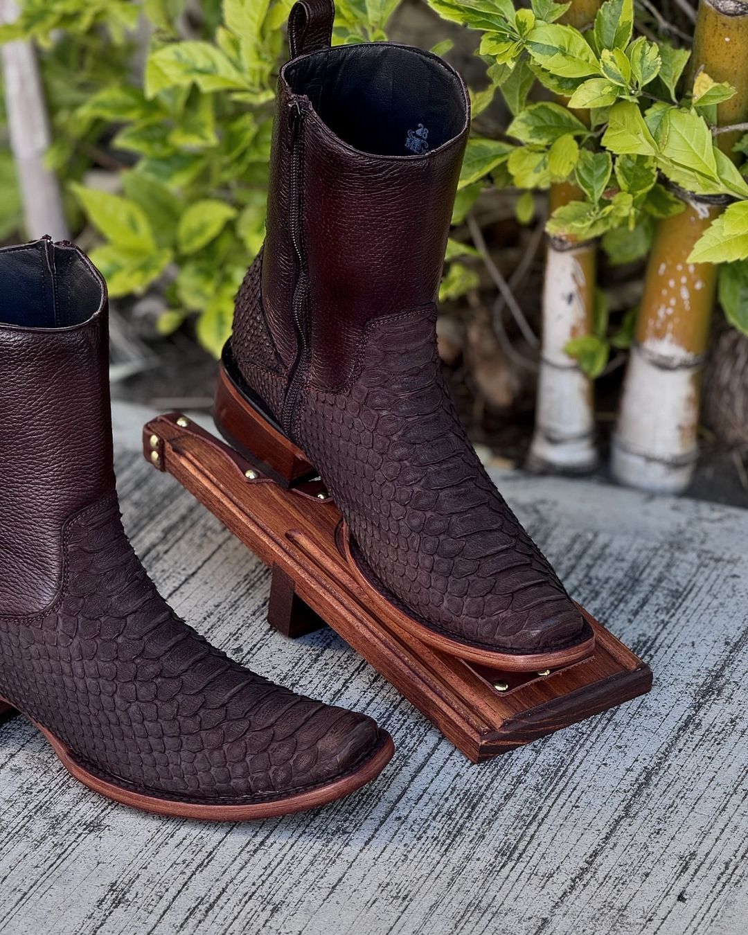 Rugged Python Roper Boots - Retro Style