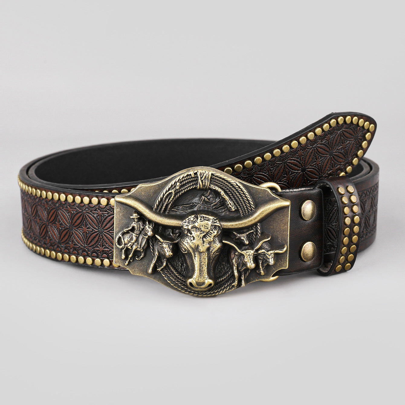 Vintage Embossed Belt Western Denim Tauren