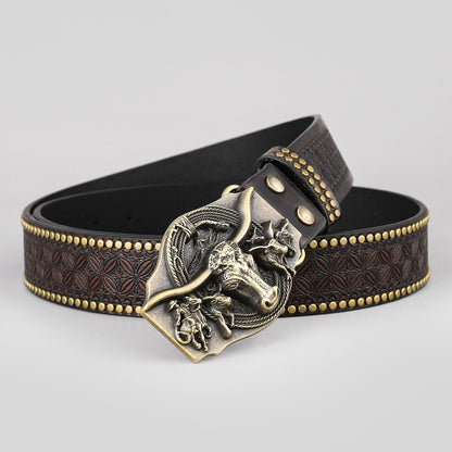Vintage Embossed Belt Western Denim Tauren