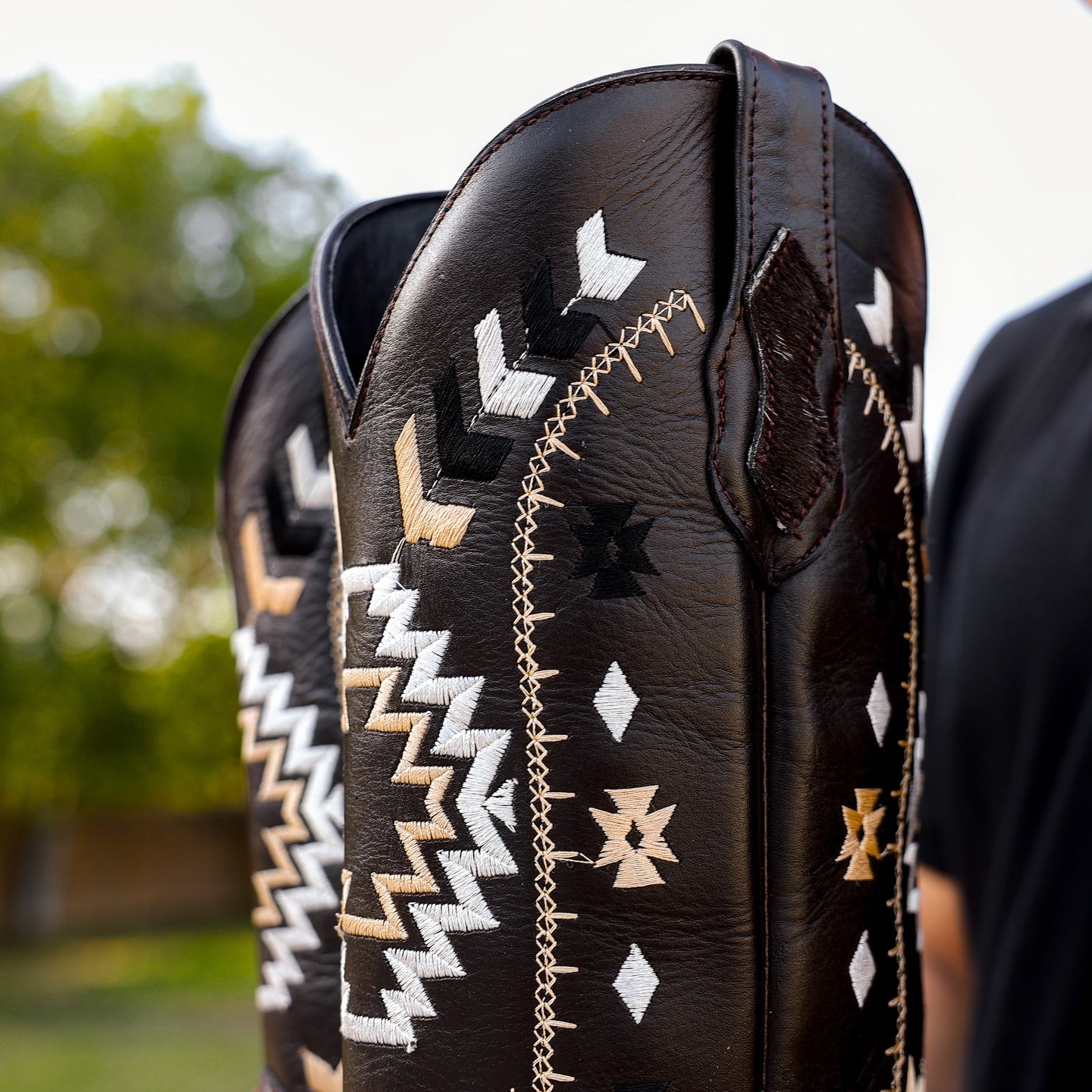 Genuine Cowhide Boots - Square Toe-Charcoal Brown