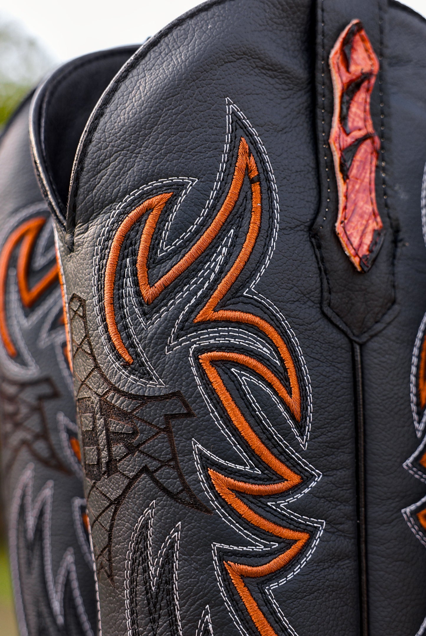 Cognac Python Leather Boots - Square Toe