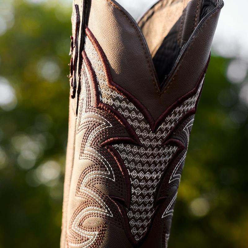 Chocolate Brown Python Leather Boots - Square Toe