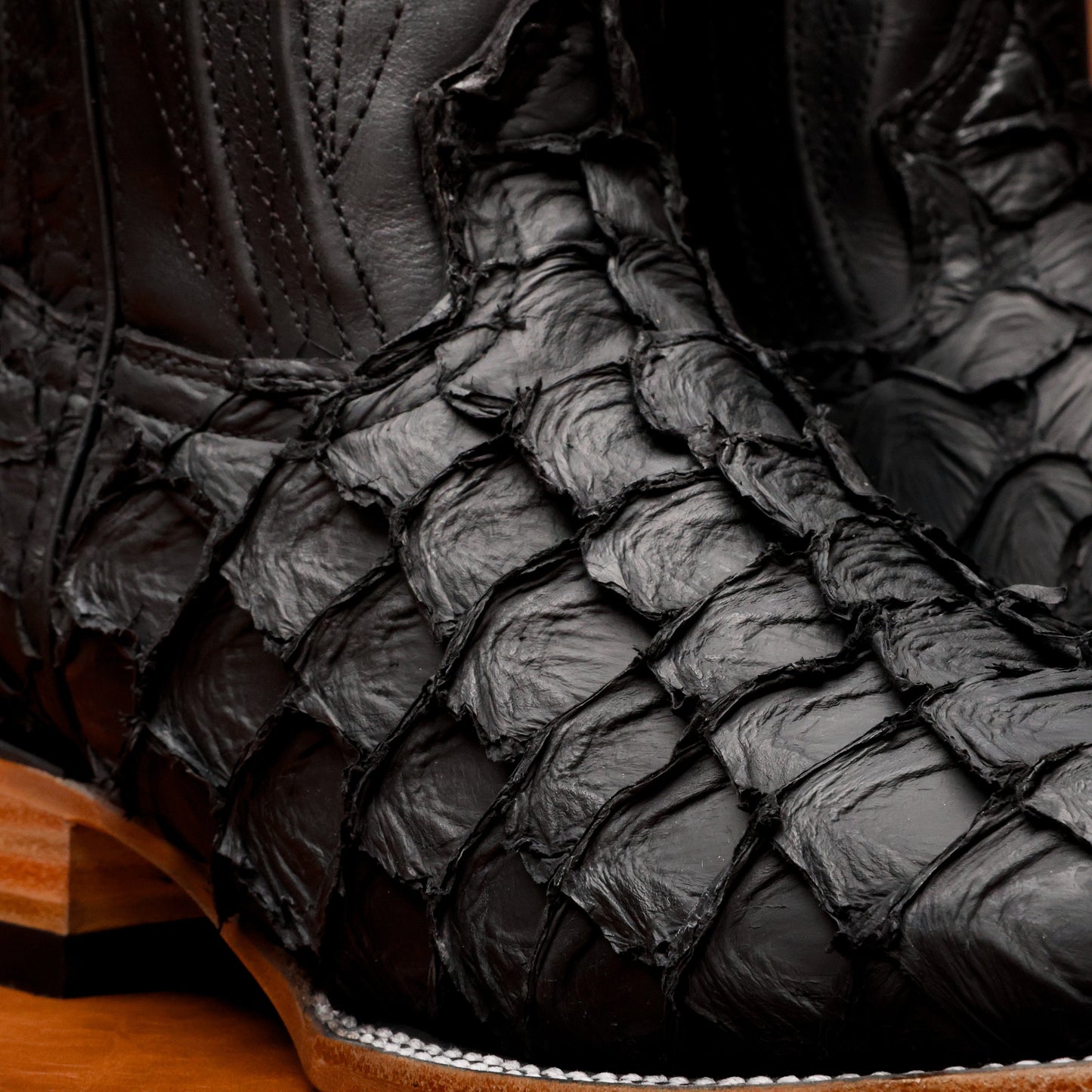 Genuine Black Python Boots – Square Toe