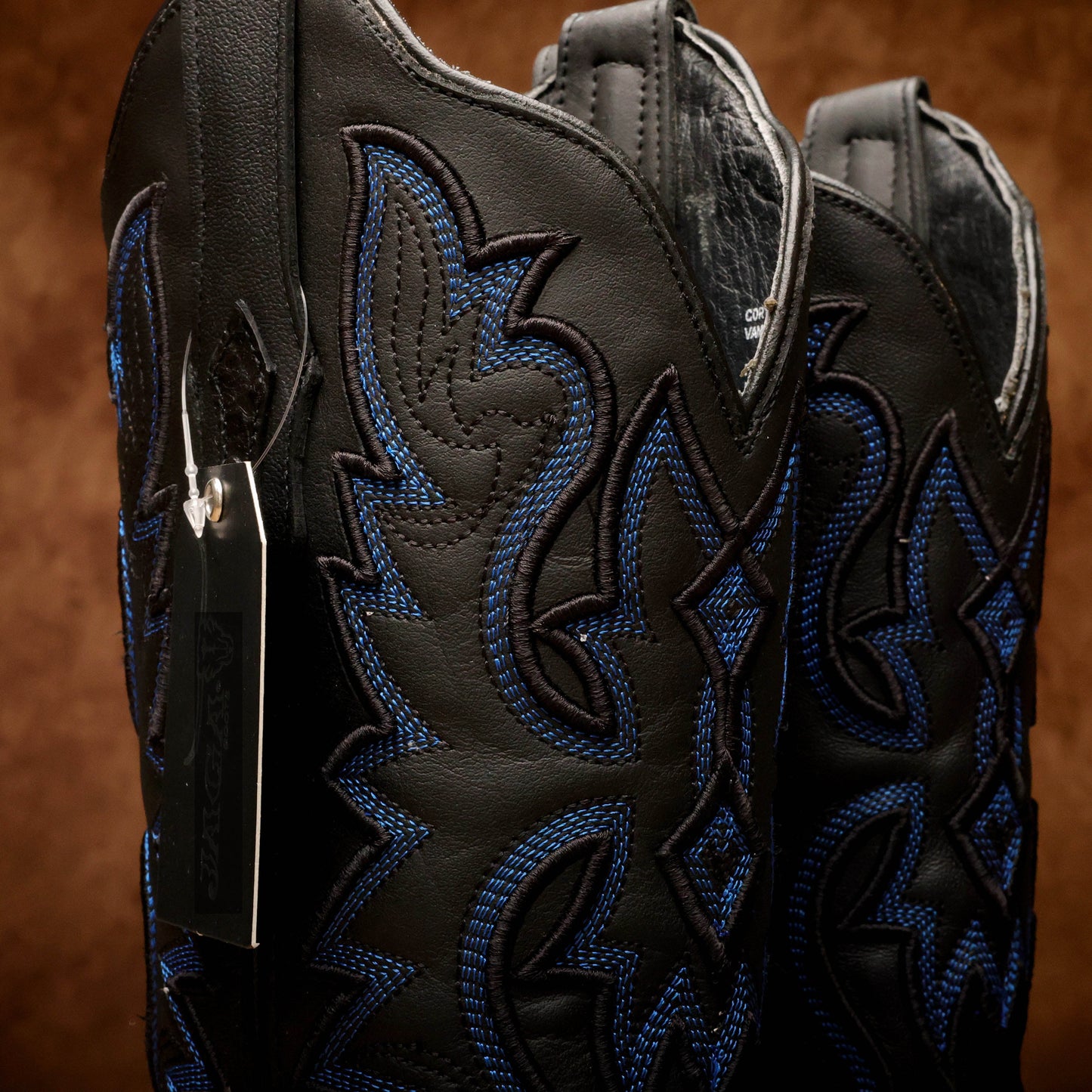 Black Ostrich Leather Boots - Square Toe