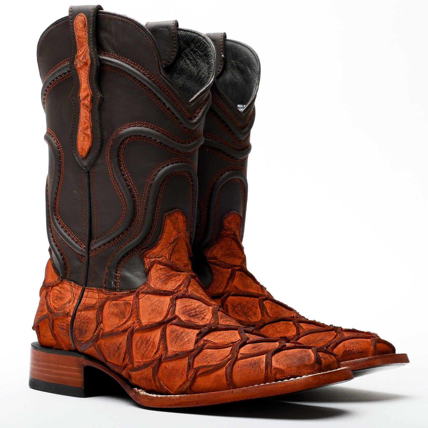 Authentic Brown PirarucuBoots -Square Toe