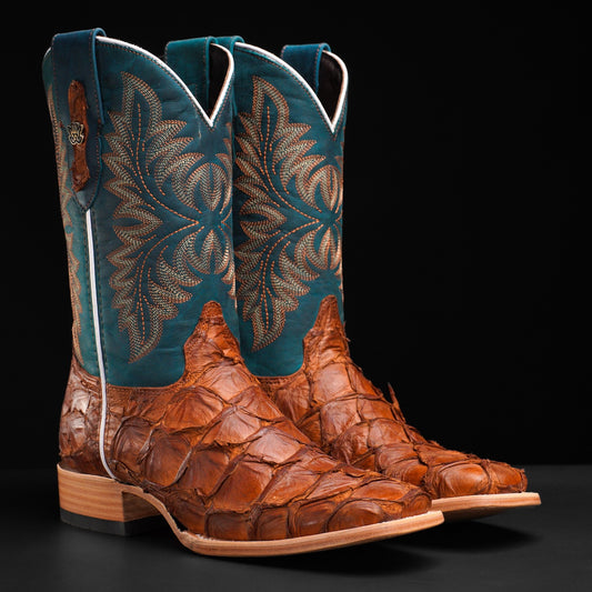 Handcrafted Copper Crocodile Skin Embroidered Boots