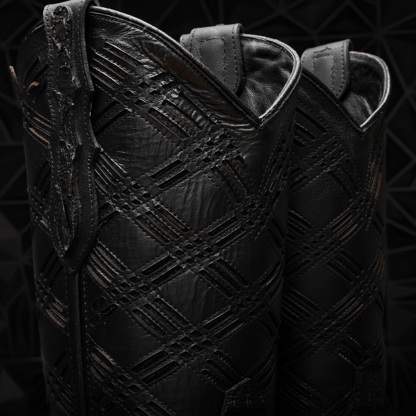 Total BlackK Python Leather Boots - Square Toe