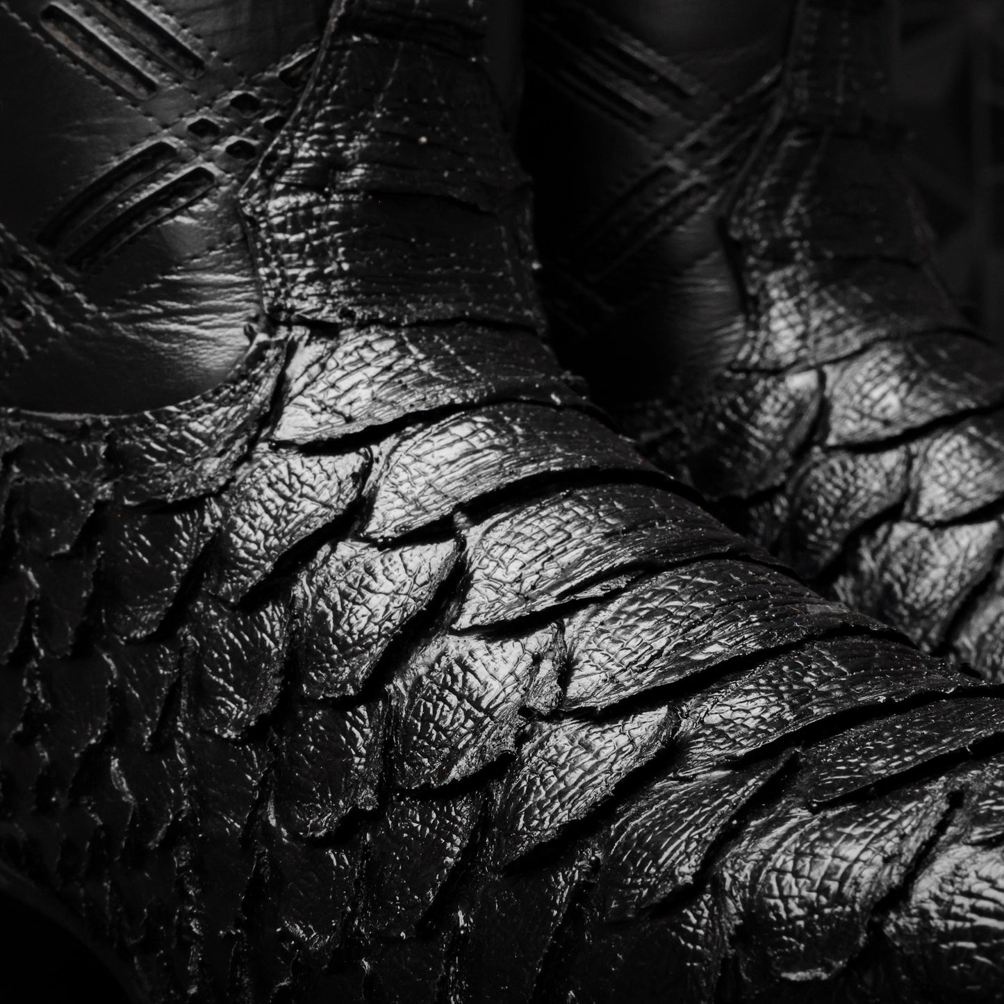 Total BlackK Python Leather Boots - Square Toe