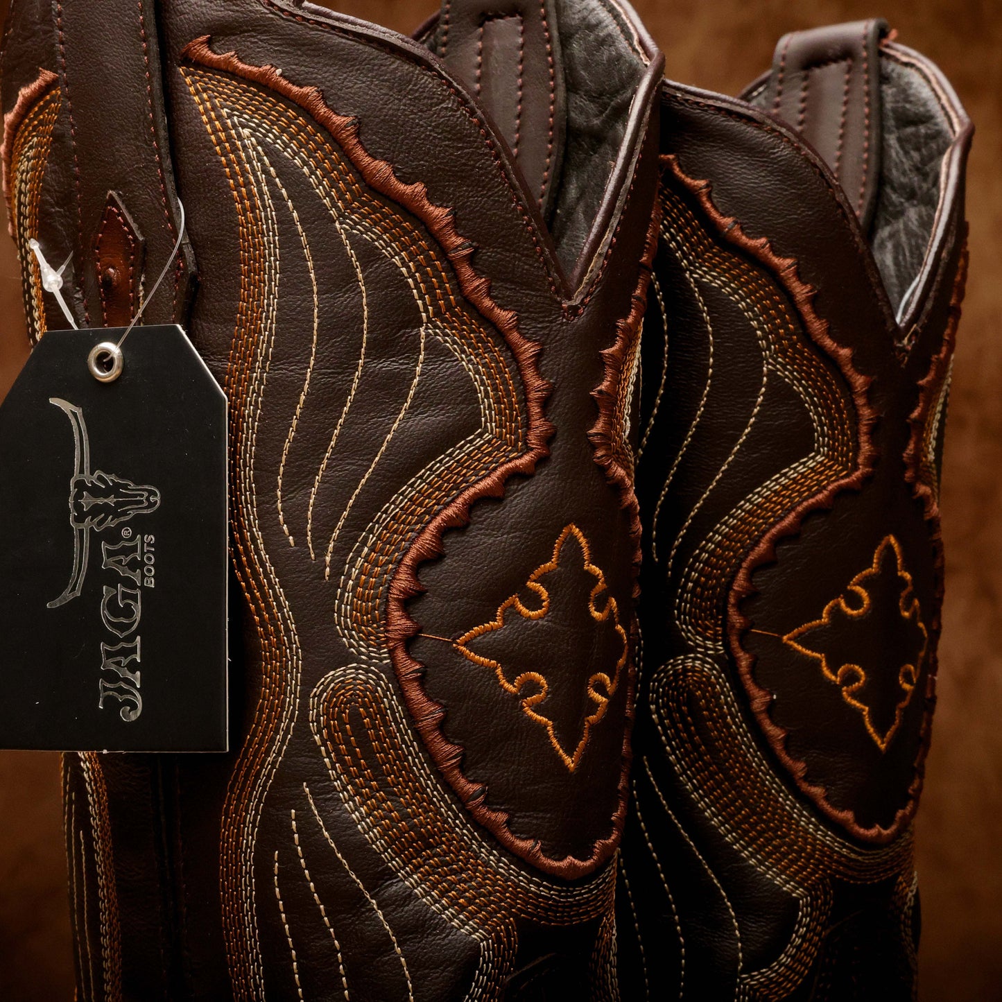 Chocolate Brown Ostrich Leather Boots - Square Toe