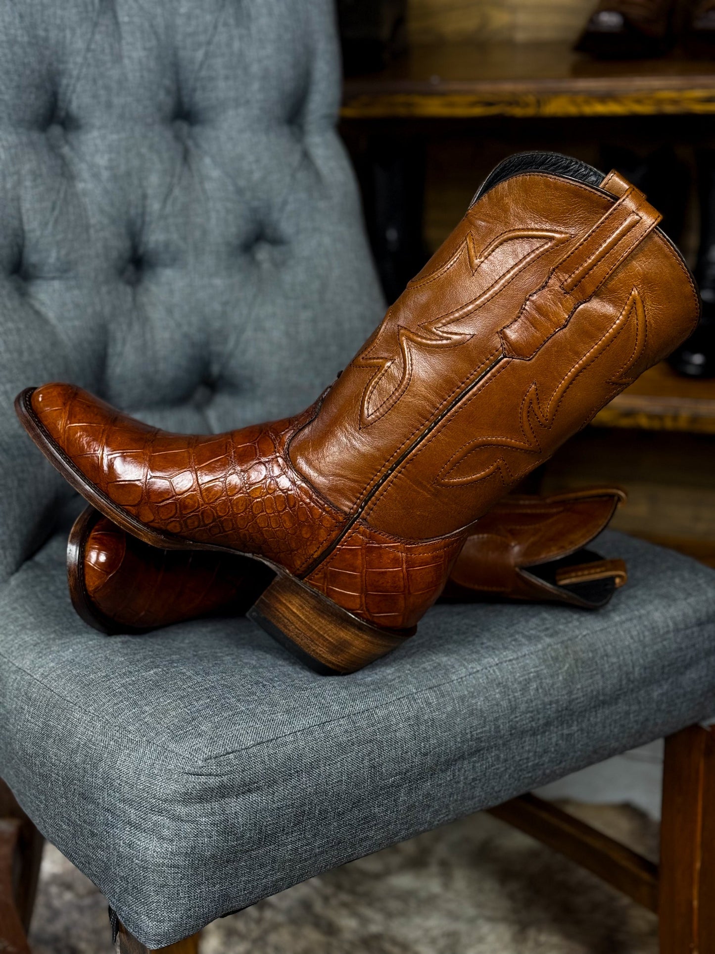Cowboy Myelcrocodile Moreleti Boots Oval