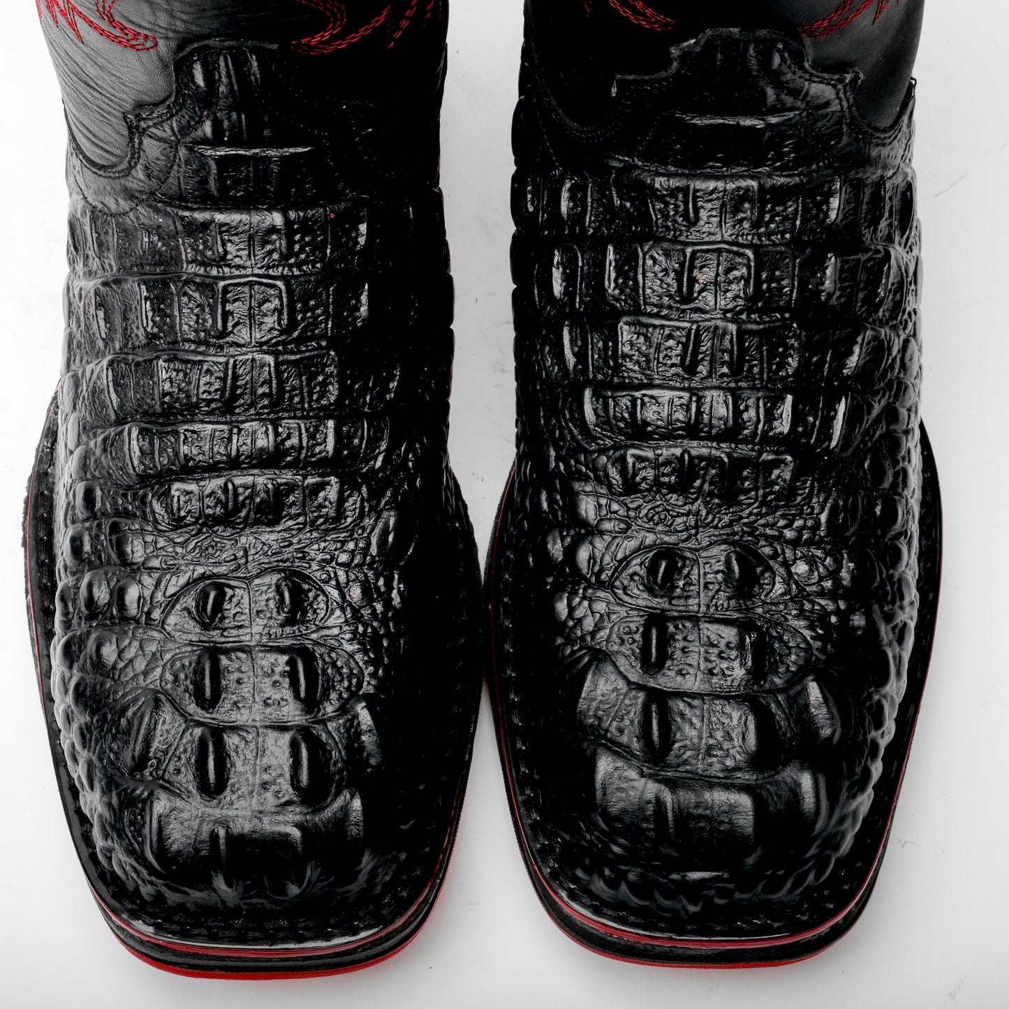 Black Caiman Neck Leather Boots With 3D Lightweight Sole - Composite Toe