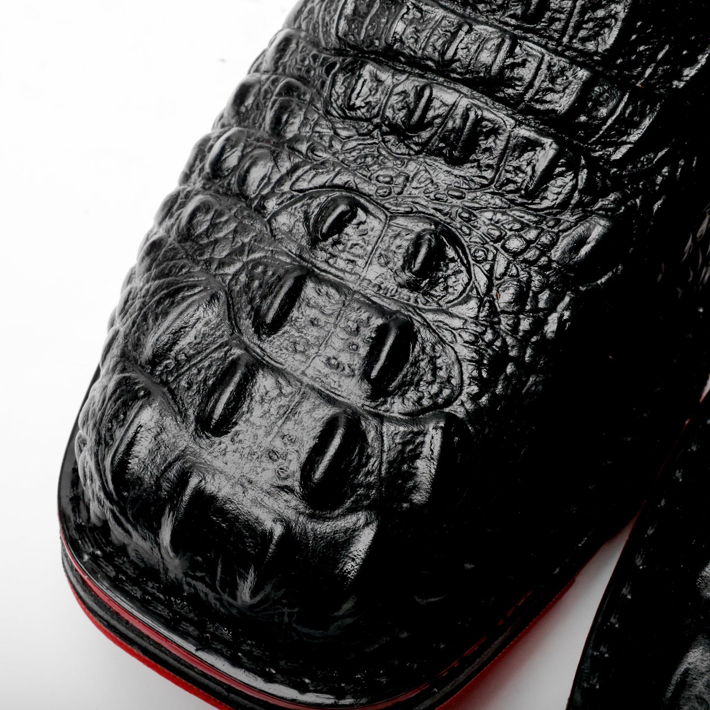 Black Caiman Neck Leather Boots With 3D Lightweight Sole - Composite Toe