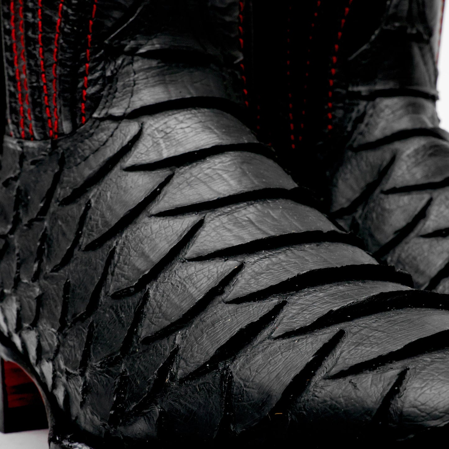 Matte Black Jumbo Python Leather Boots - Square Toe