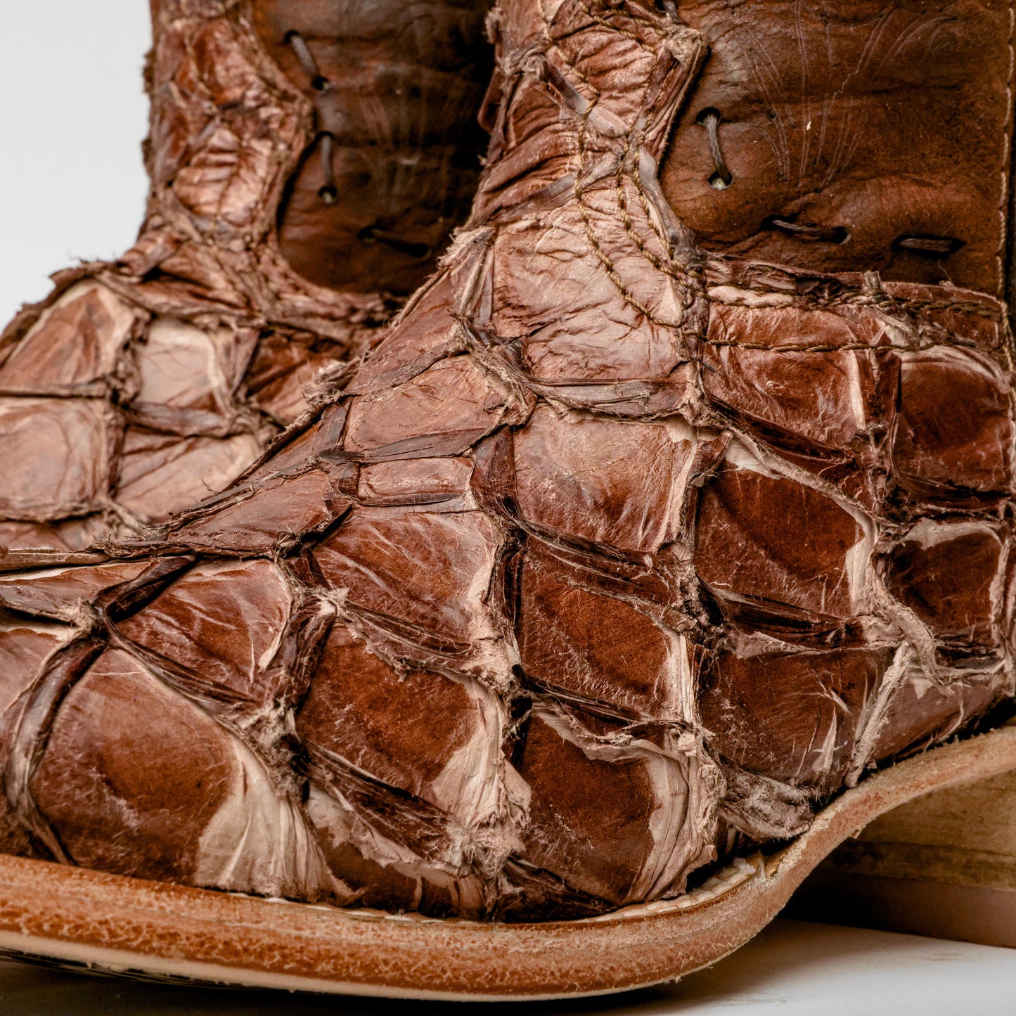 GENUINE Cinnamon Pirarucu Boots - Square Toe