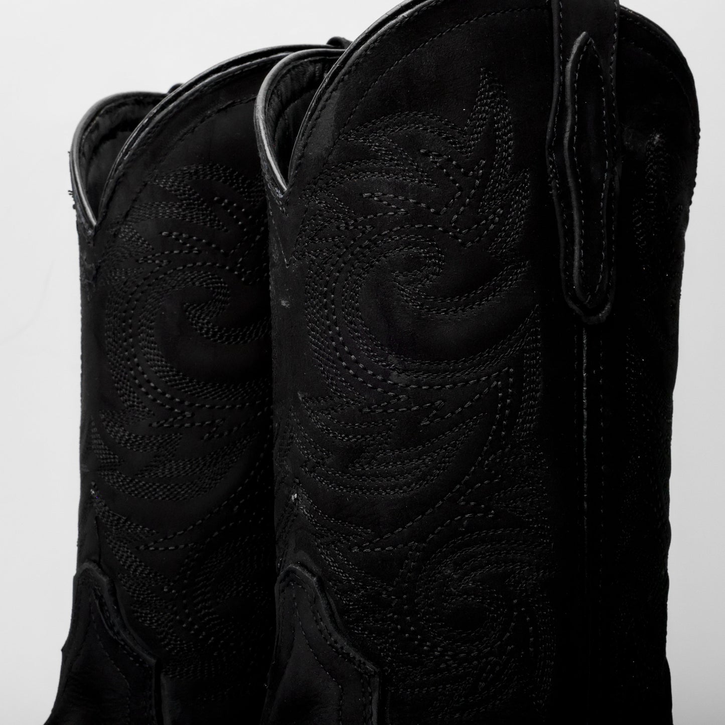 Matte Black Nobuck Leather Boots - Square Toe