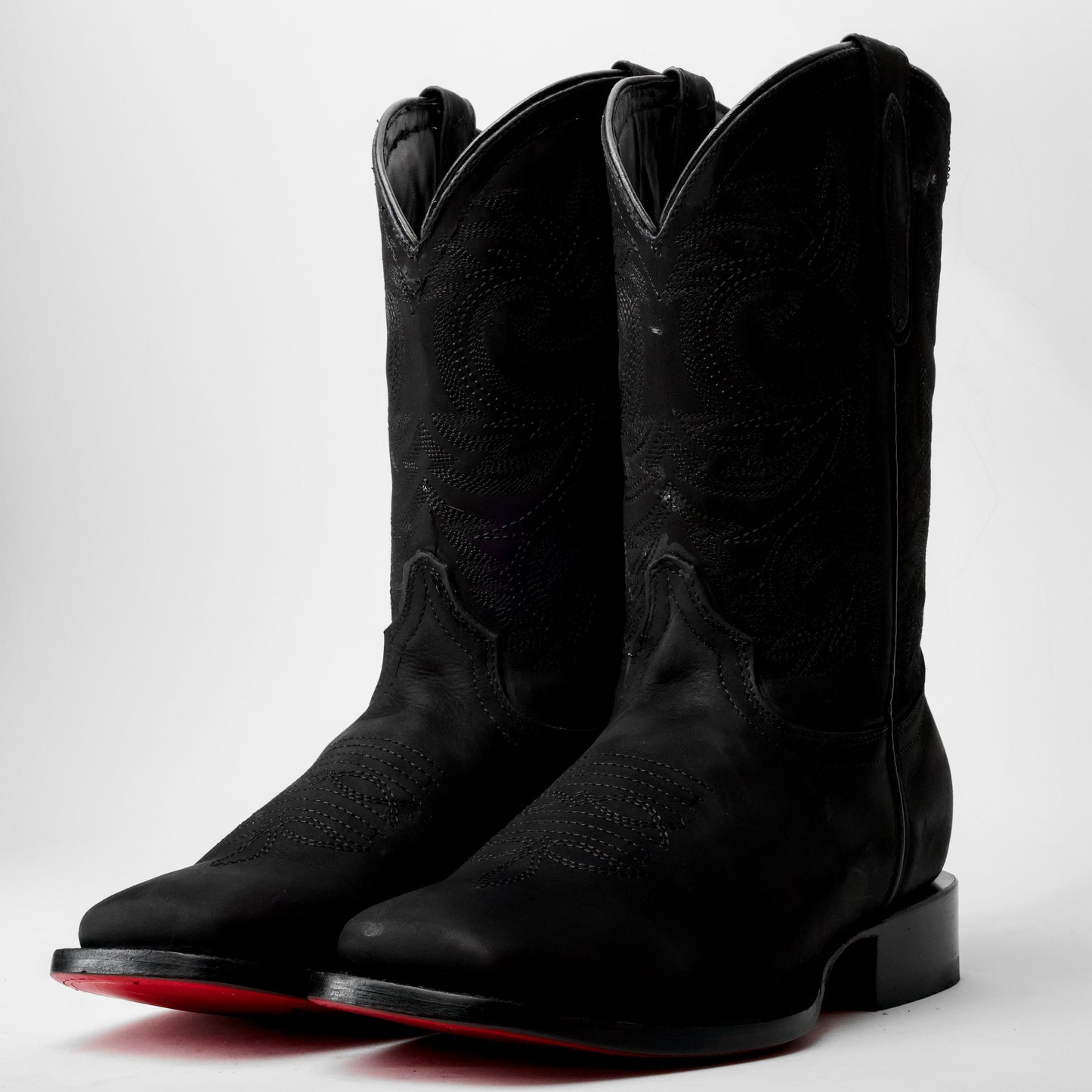 Matte Black Nobuck Leather Boots - Square Toe