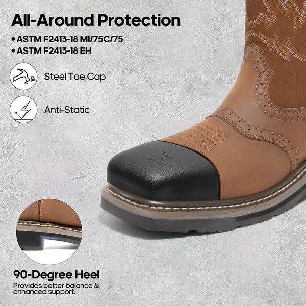 Men's Western-styled Steel-toe Work Boots
