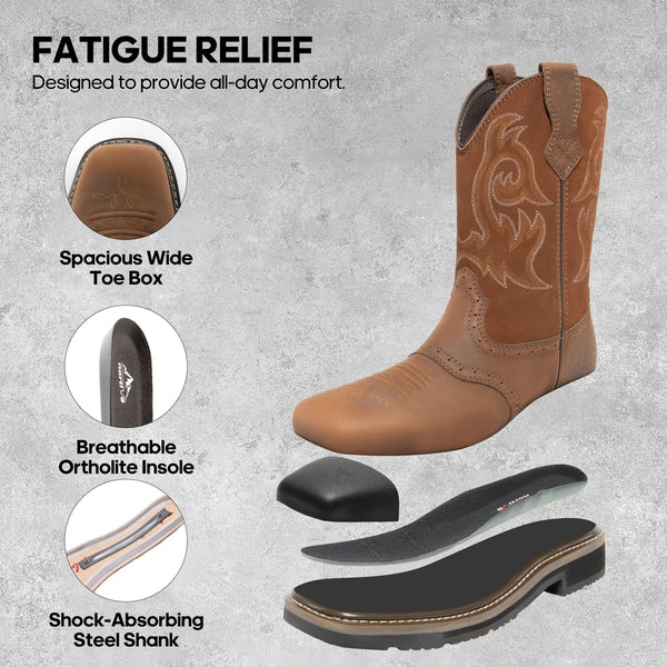 Men's Western-styled Steel-toe Work Boots