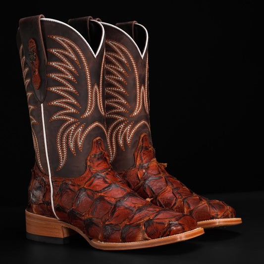 Handcrafted Pirarucu Cowboy Boots – Square Toe