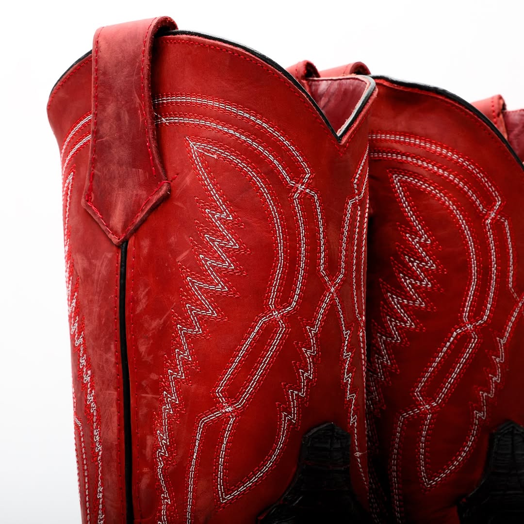 BlackRed Python Leather Boots With 3D Lightweight Sole - Composite Toe
