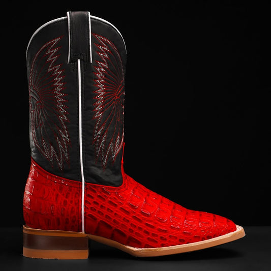 Handmade Red Caiman Belly Western Boots For Men