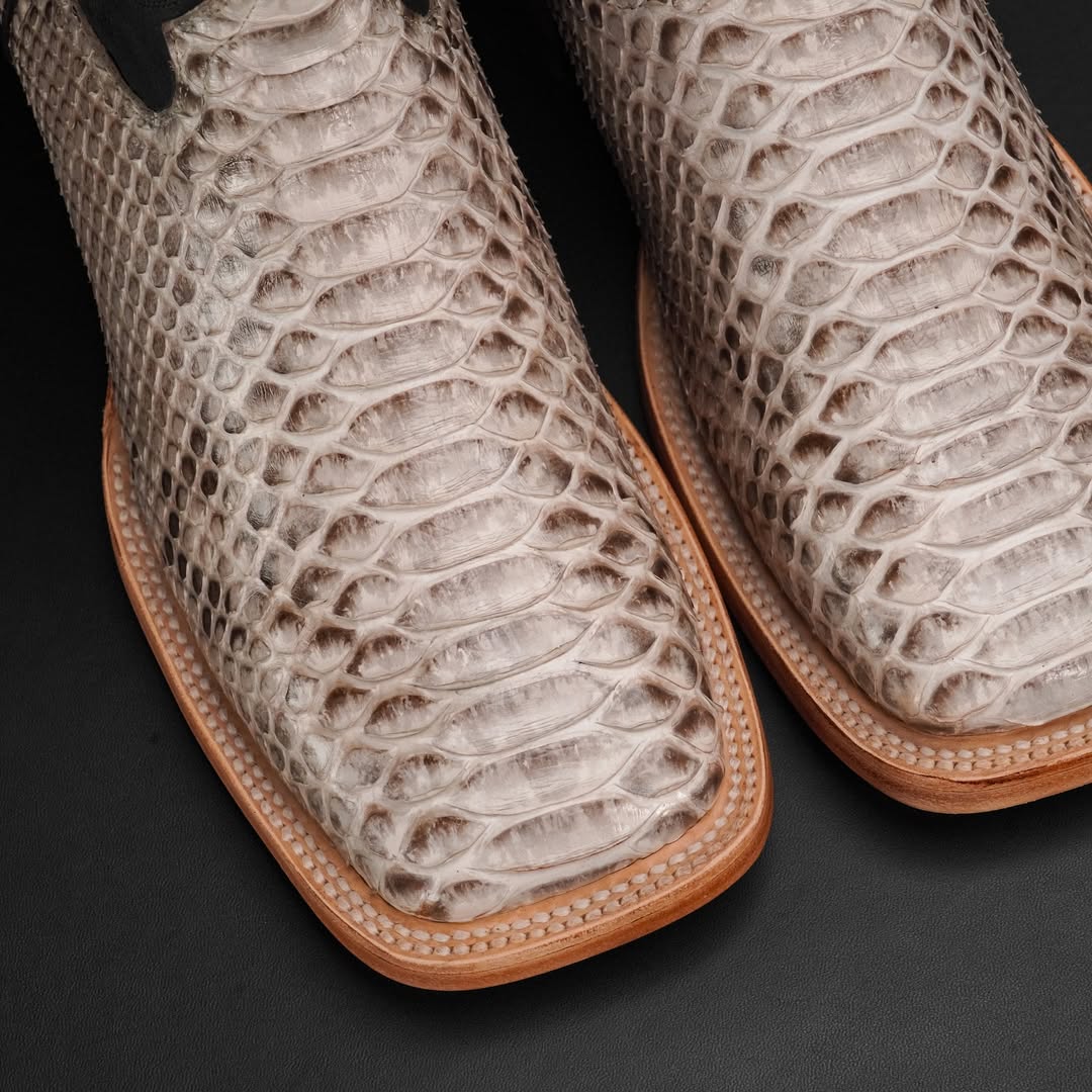 New AUTHENTIC Natural Python Skin Boots