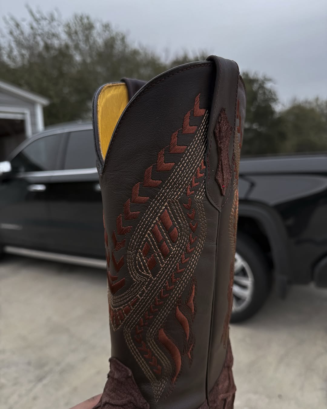 Brown Pirarucu Leather Boots - Square Toe