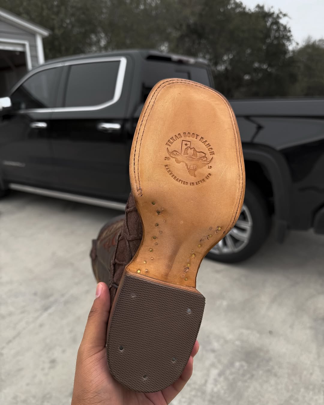 Brown Pirarucu Leather Boots - Square Toe