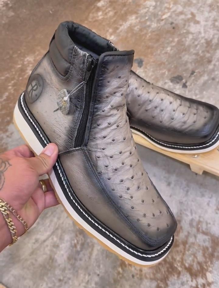 Autumn New Arrival – Alaska Ostrich Skin Cowboy Boots